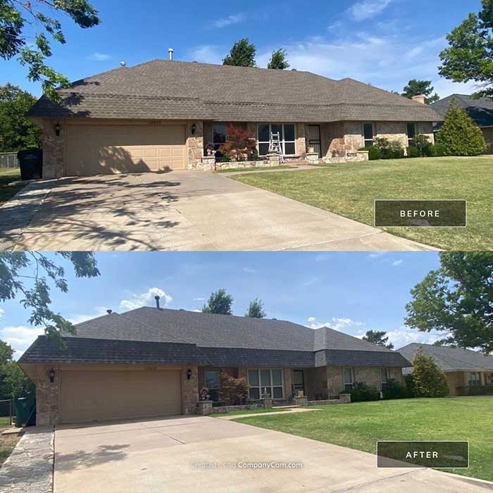 Before and After Asphalt Shingle Roof Replacement